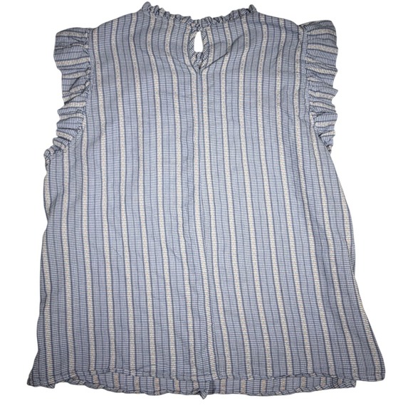 Andree by Unit Womens 1X Blue Gingham Ruffle Sleeveless Blouse PT10050 - Picture 2 of 6